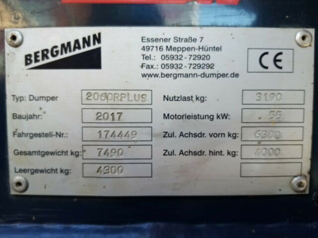Bergmann 2060 R+ Gebrauchter Allraddumper Bergmann 2060 R+