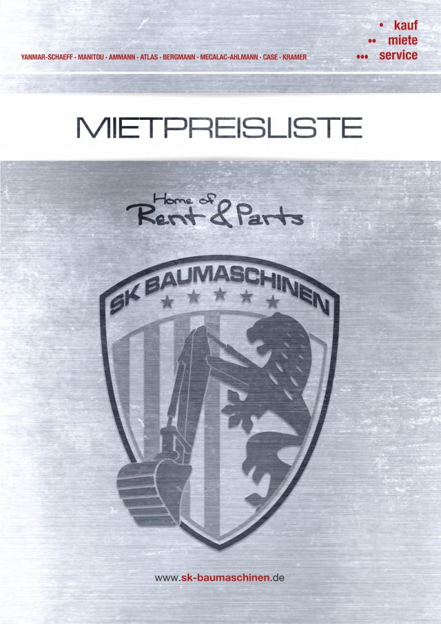 Mietpreisliste Mietpreisliste für Baumaschinen mieten